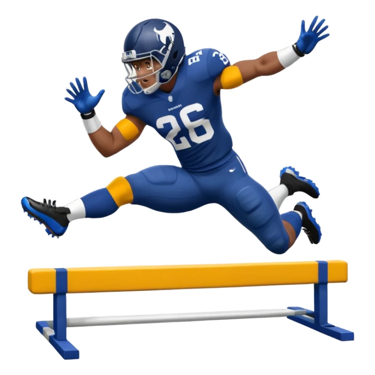Saqoun Barkley hurdle over a person sticker