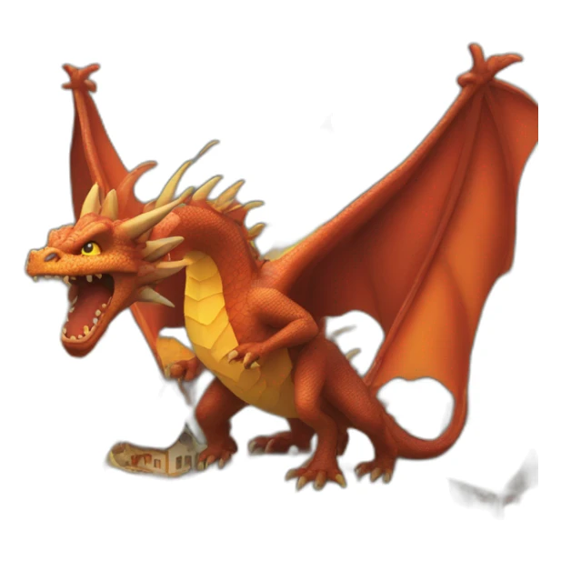 Dragon qui crash du feu sur un village sticker