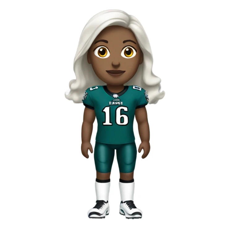 White Brunette wearing Philadelphia Eagles jersey sticker