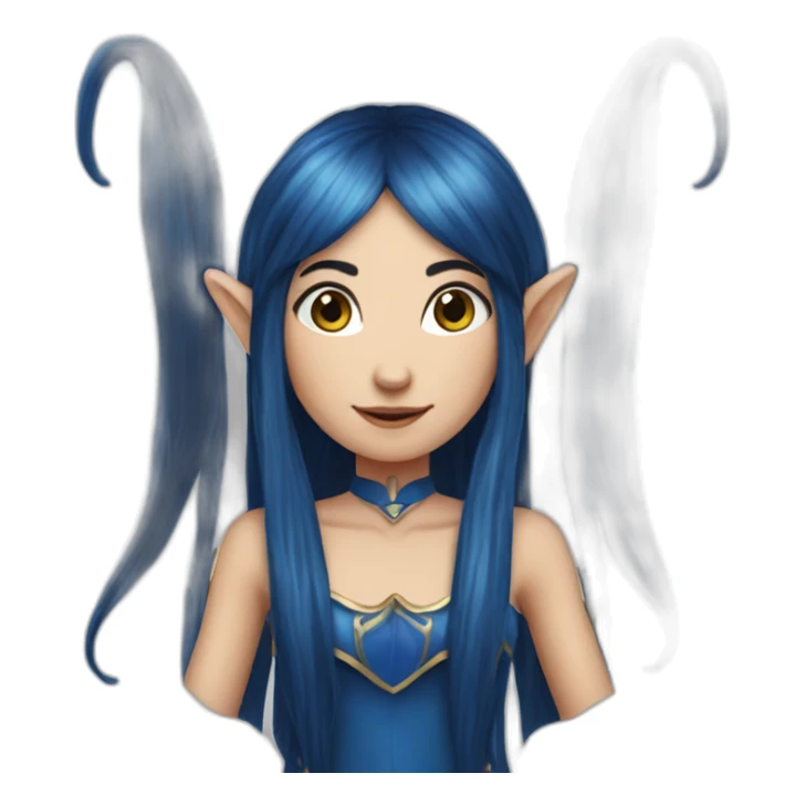 Long-dark-blue-hair-elf-girl sticker