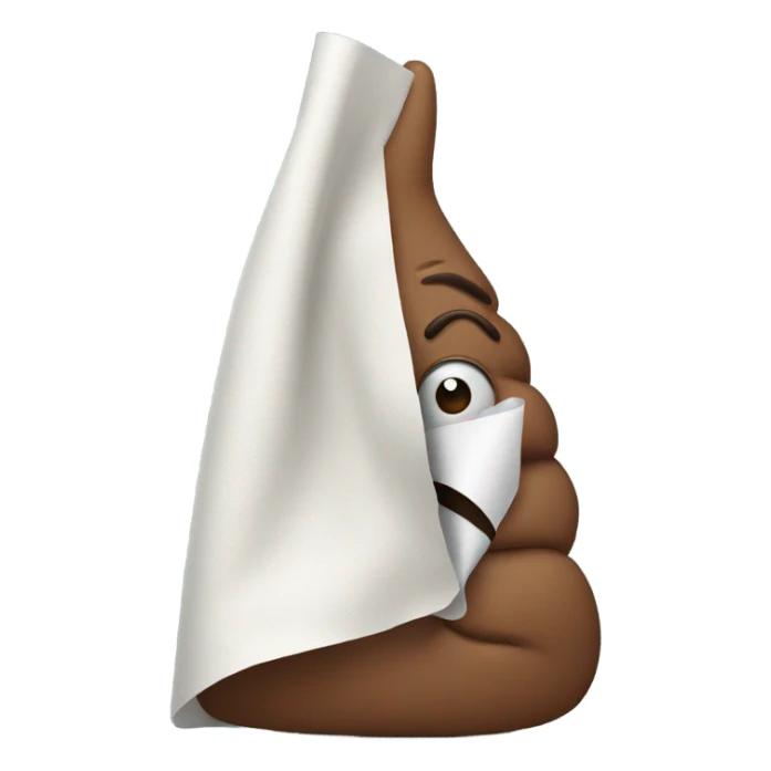 Poop emoji wiping face with paper towel sticker