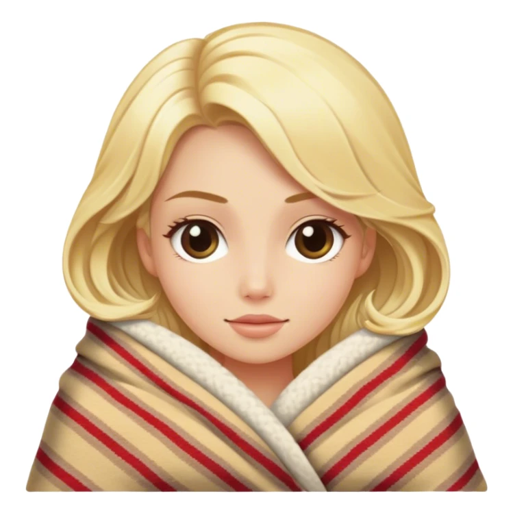 Cozy luxury blonde model in blanket  sticker