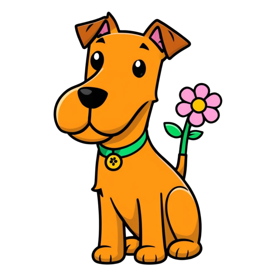 Irish terrier holding flower in mouth sticker