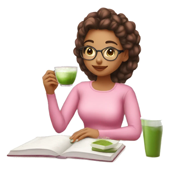Pink Pilates girl drinking matcha latte and studying for Economics exam  sticker