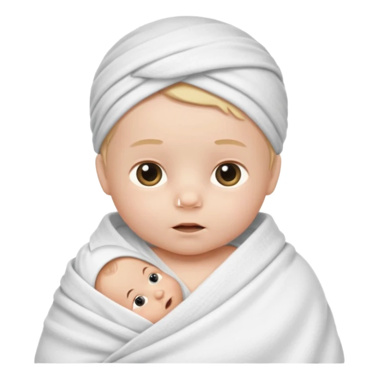 A baby boy wrapped up in a swaddle sticker