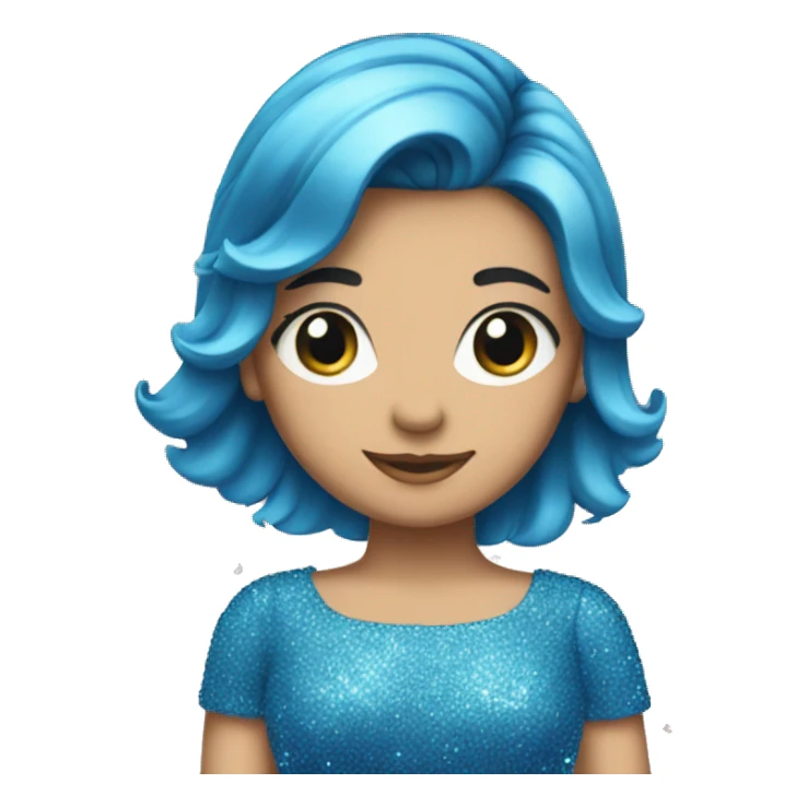 Blue sparkly dress with hearts sticker