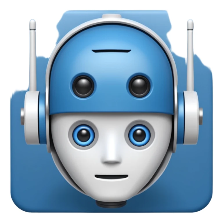 tête de robot cosmonaute bleu et blanc avec une antenne et des yeux plié sticker