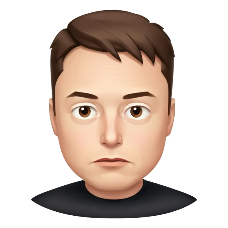 hyper photorealistic elon musk looking to the right and annoyed. Just render his head without his neck sticker