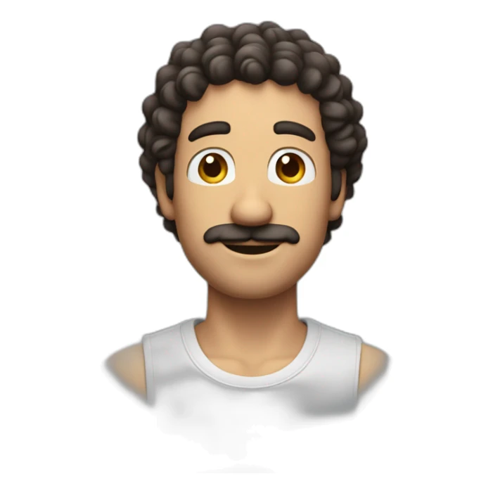 Withe man with curly dark brown hair without no mustache like Man like Mario  sticker