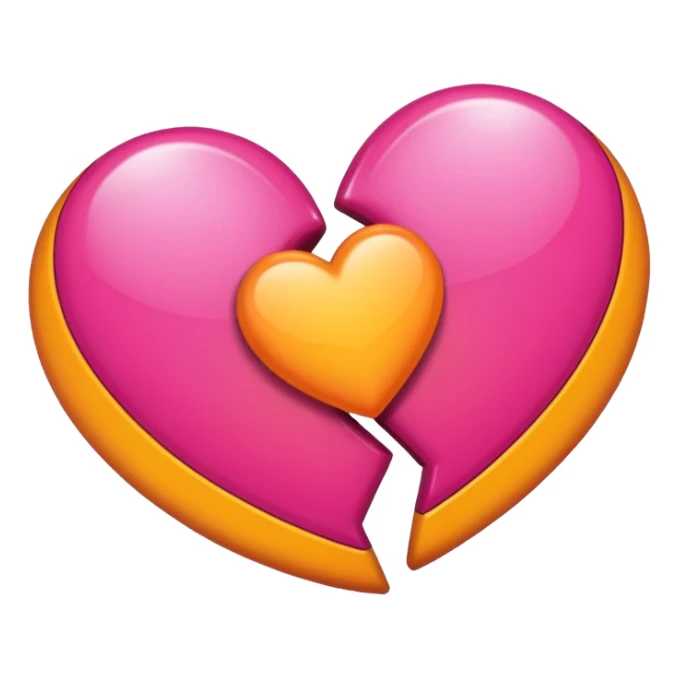 Bright yellow to orange to dark pink double gradient double heart sticker