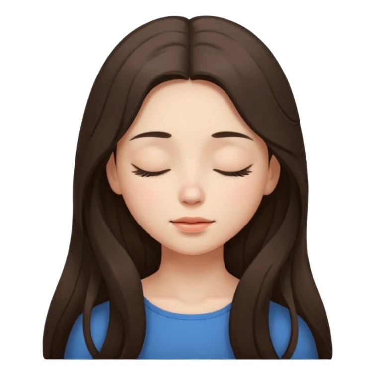 closed eyes long hair brunette girl sticker