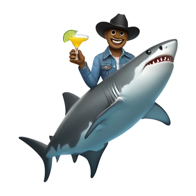 Shark with cowboy boots and a margarita sticker