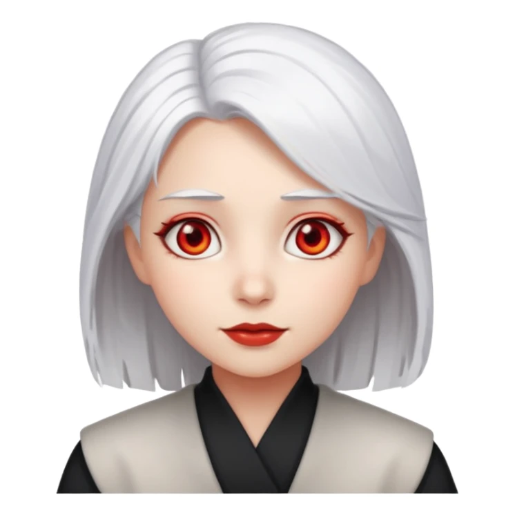 a girl with white hair and bright red eyes sticker