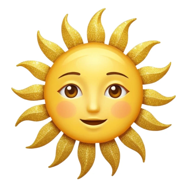 sun in 2d golden glitter in colour without face sticker
