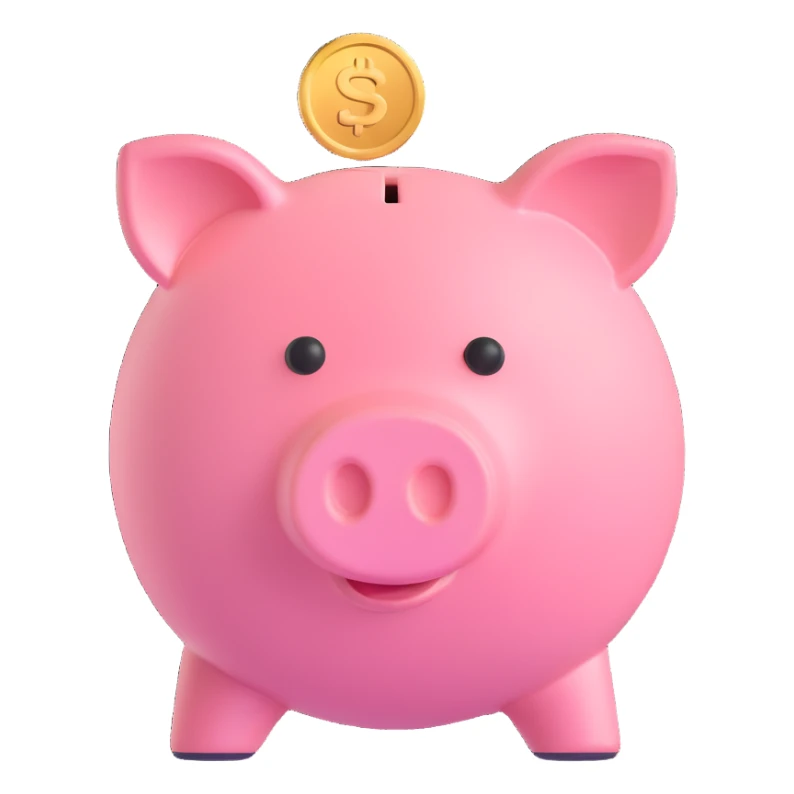 piggy bank with a coin sticker