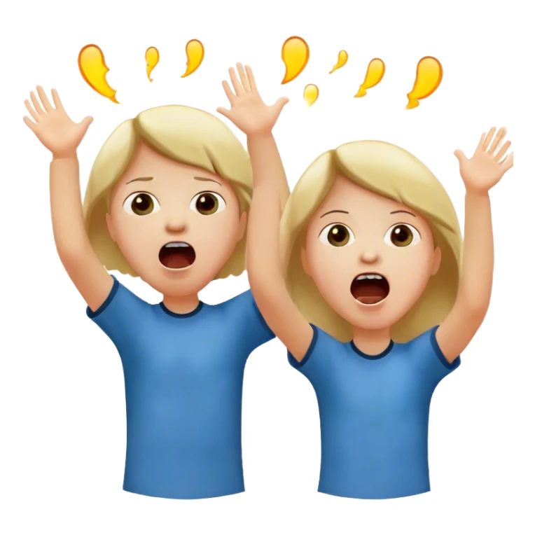 two children scream loudly looking up at full height sticker