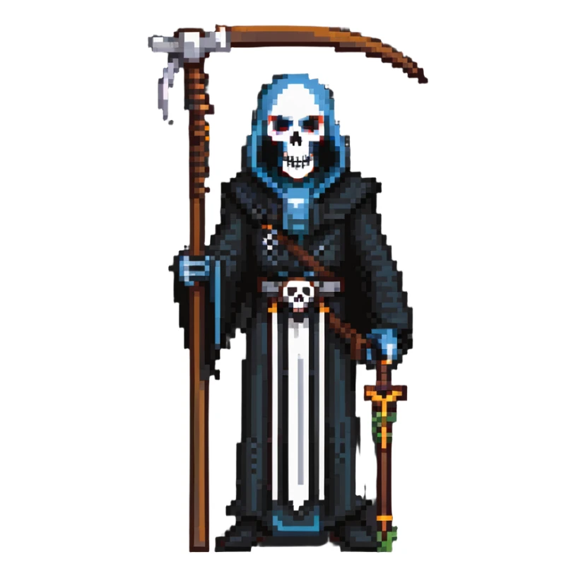 Grim reaper with scythe, skull face, death personified sticker