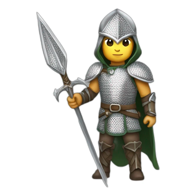 gondolindrim elven warrior silmarillion with silver chainmail shield and spear sticker