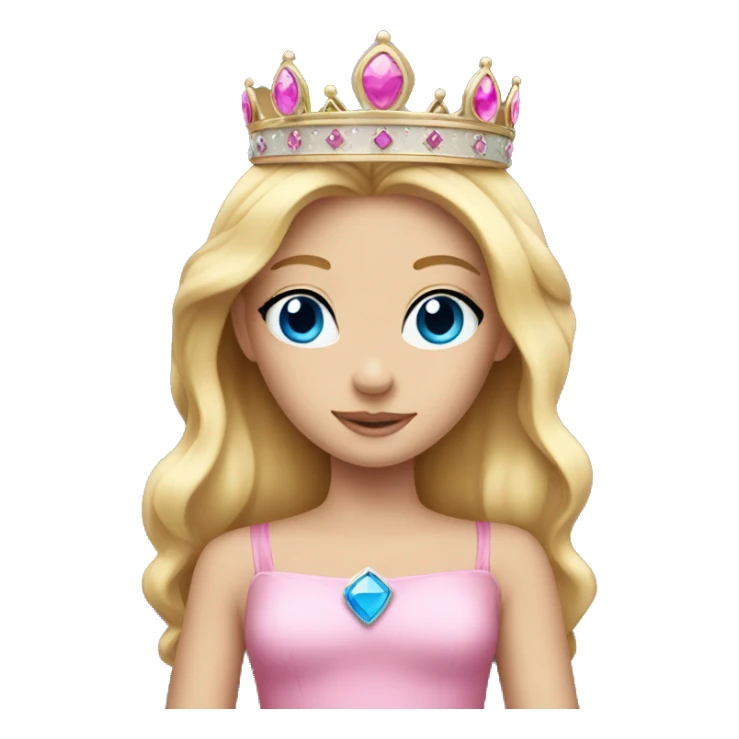 blonde princess with blue eyes with pink princess crown sticker