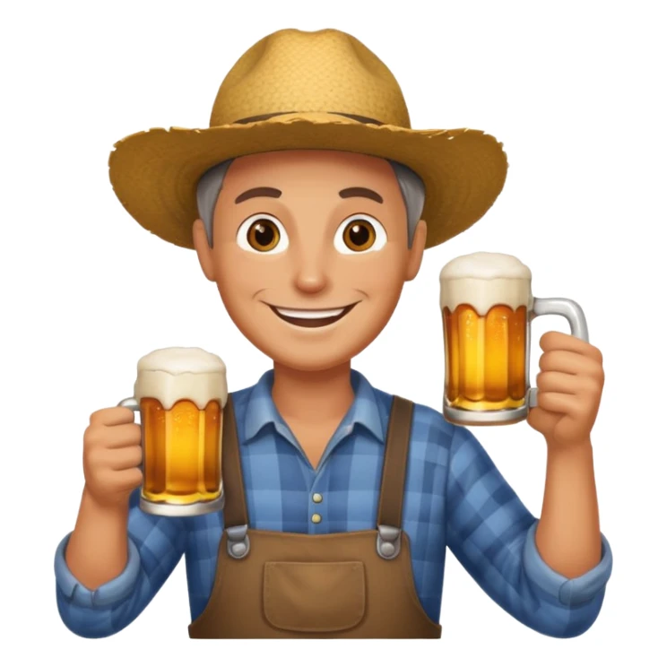 Farmer with a beer in hand happy  sticker