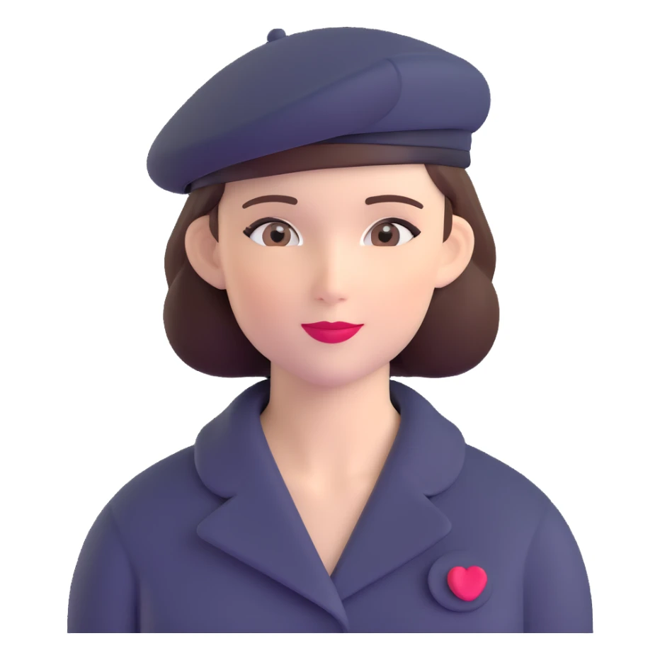 Parisian woman wearing a beret hat sticker