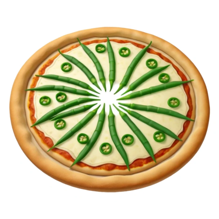 pizza crust with bright green garlic scapes on top sticker