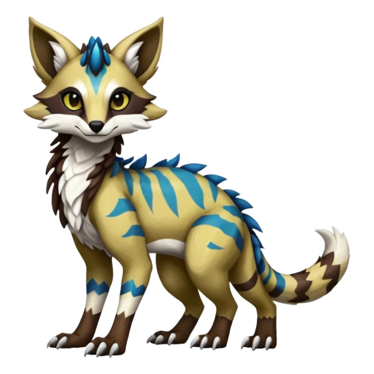 Rare realistic exotic cute epic pretty beautiful handsome gorgeous aesthetic colorful vibrant Vernid-Protogen-Primagen-Wickerbeast-Sergal-Genet-species-Fakemon-hybrid-creature by LiLaiRa, beautiful intricate markings, full body sticker