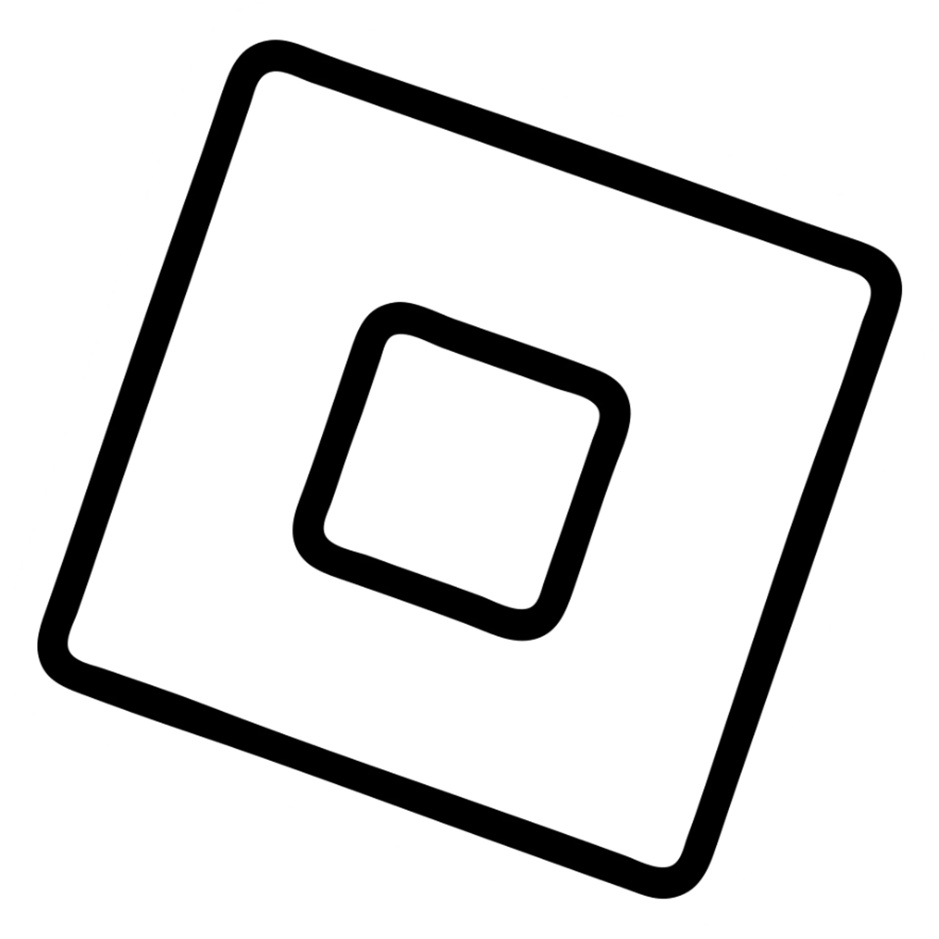 Add a subtle shadow effect to the Roblox logo, keep the style modern and minimal with outlined icon look, no background. sticker