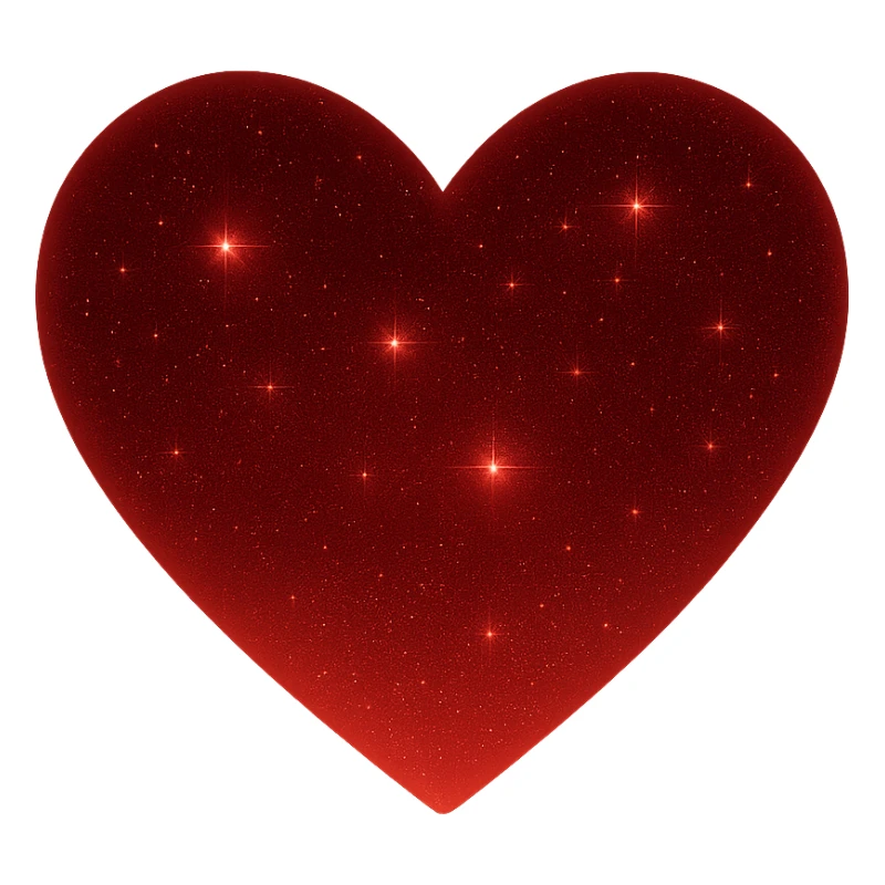 Modify the heart with a night sky gradient to red night theme with a red gradient, more stars, and a soft glow. Remove the background entirely  sticker