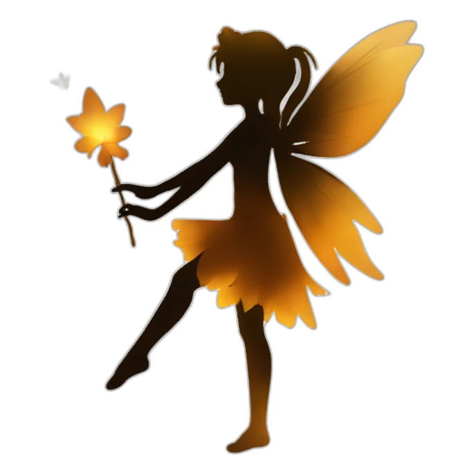 Silhouette of a fairy in amber sticker