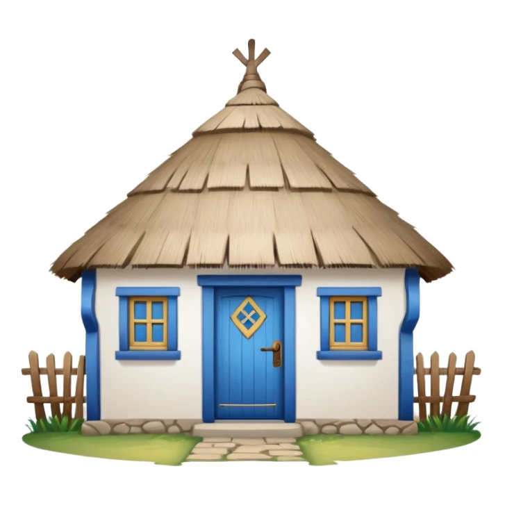 A Ukrainian peasant house with white walls sticker