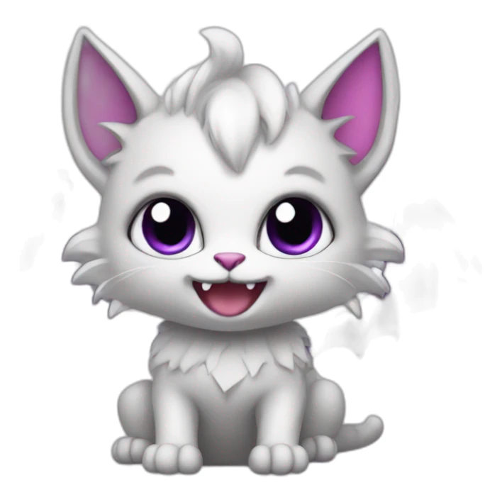Cute dragon cat purple with big wings and big teeth sticker