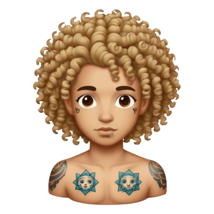 light skin curly hair with tattoos sticker