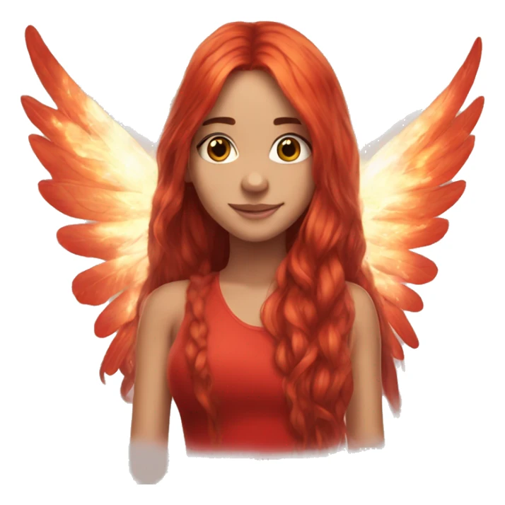 big wings, fire, Beautiful, fairy, red, long hair sticker