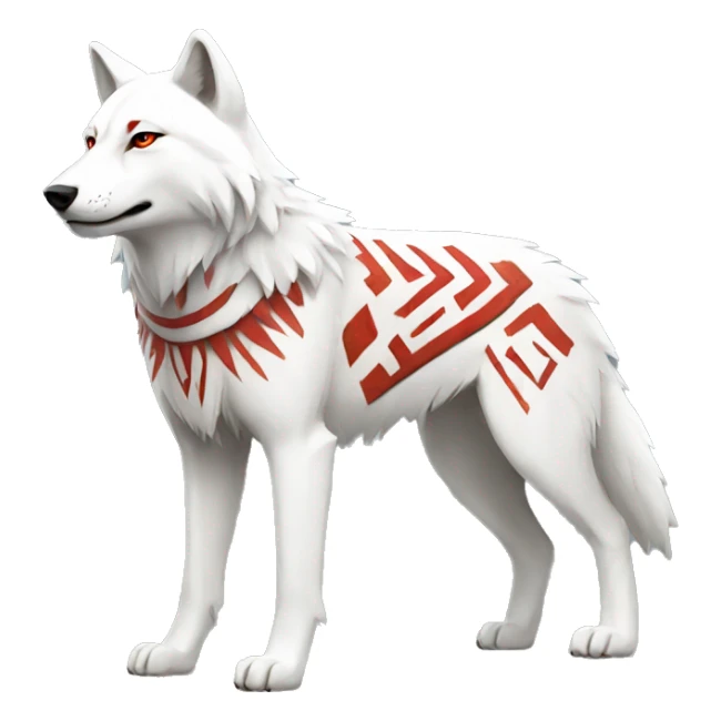 White Wolf With red Tribal Markings Full Body sticker