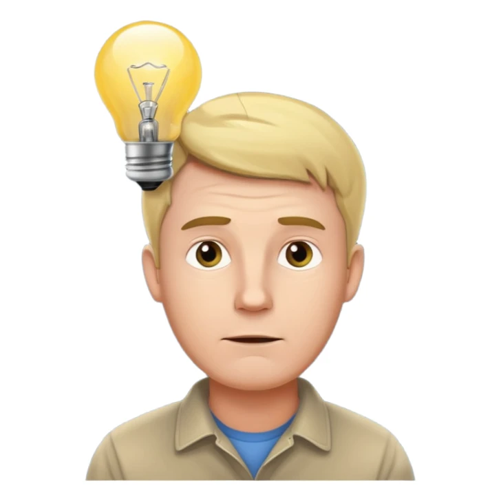 A white man came up with an idea, a light bulb appeared sticker