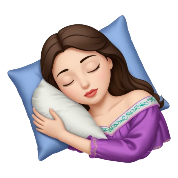 sleeping beauty brunette white girl with a silk pillow sticker
