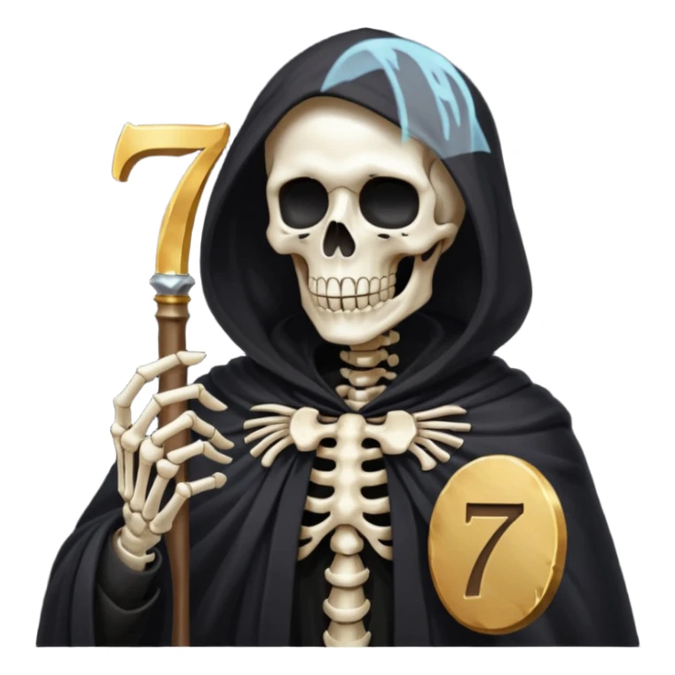 death holding number 7 in his hand sticker
