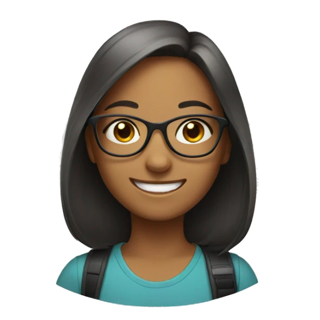 smiling girl with glasses and pet sticker