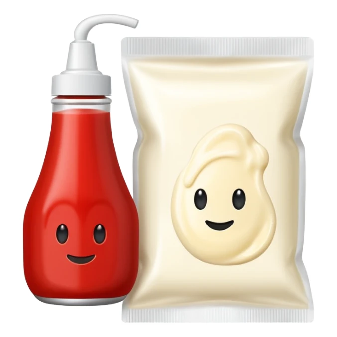 una bustina monoporzione di maionese e una ketchup da 10 ml sticker