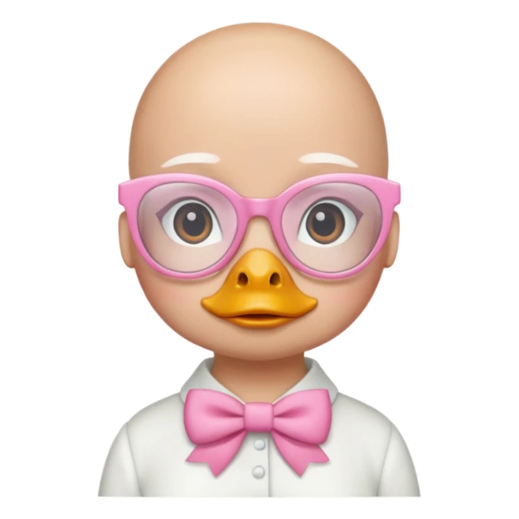white duck with pink glasses and a pink bow without hair sticker