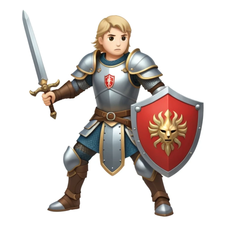 warrior with sword and shield in fantasy battle sticker