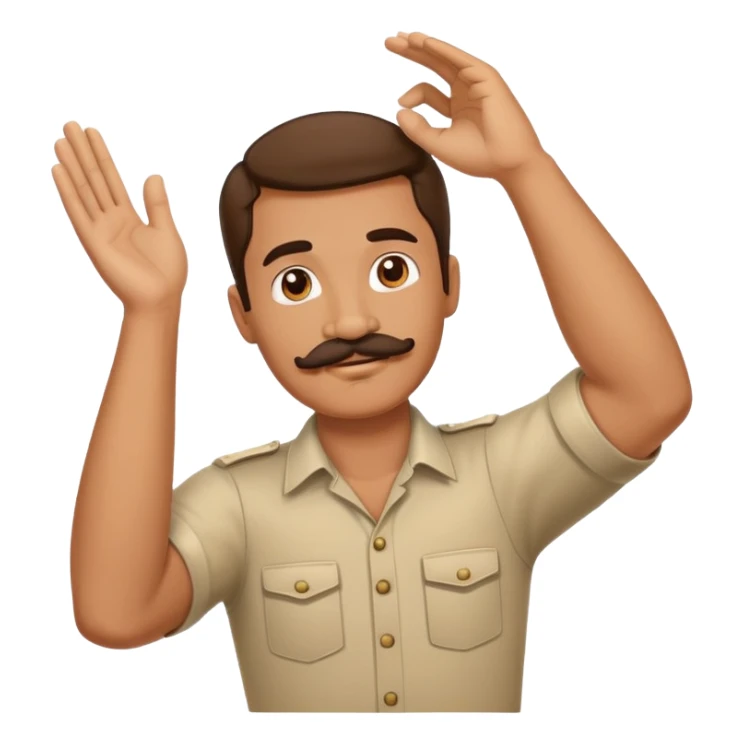 Man with a mustache holding his arm in the air sticker