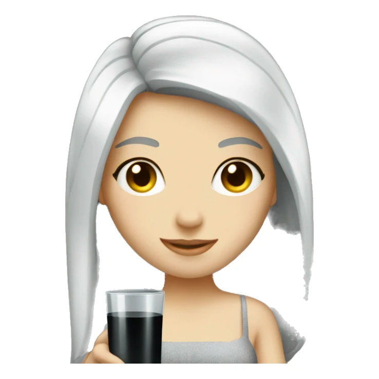 Pale girl with long black hair holding cocktail sticker