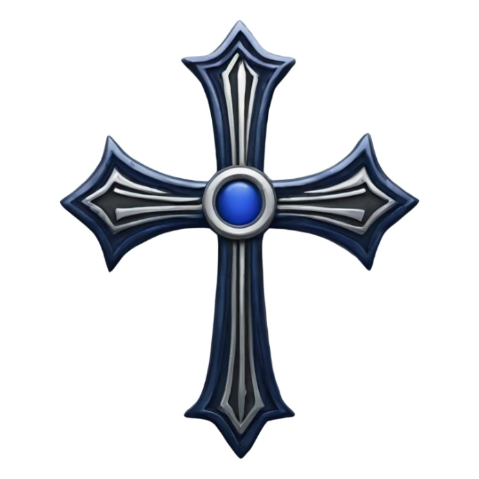 generate a gothic cross in black and silver and navy blue sticker