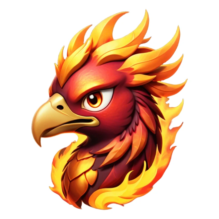 Cinematic Battle-Hardened Mystical Fire Phoenix Portrait Emoji, head tilted dramatically with a defiant, almost mocking smirk. Featuring a striking, rugged form with intensely scarred, flame-scorched feathers and eyes that burn with warrior-like fury, this phoenix embodies unapologetic badassery. Rendered with vibrant, lifelike textures and dynamic, contrasting shadows, high shine, and a bold soft glowing outline, it captures the essence of a phoenix ready to rise and scorch any challenge with battle-hardened might. sticker