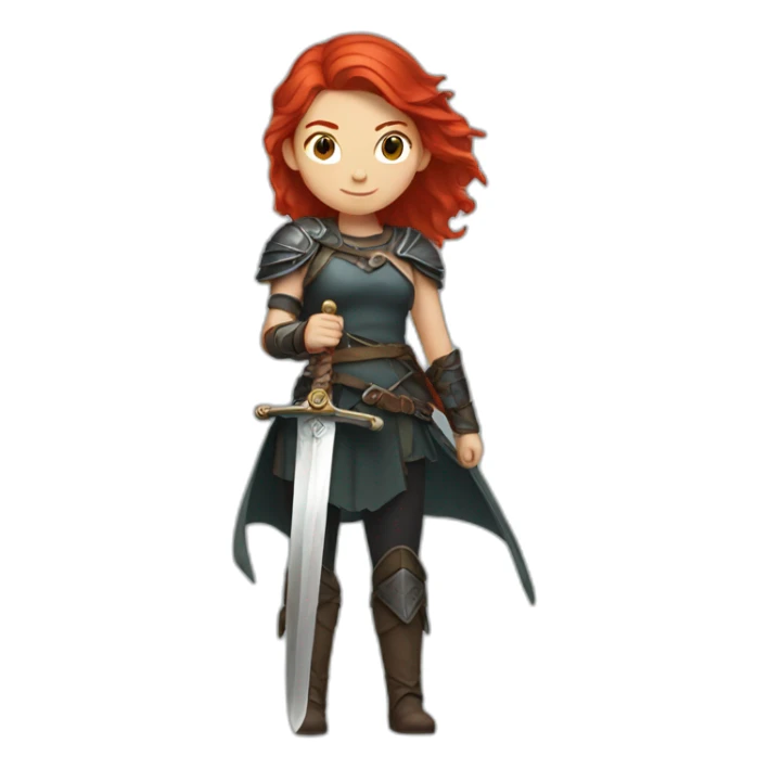 girl with red hair and sword sticker