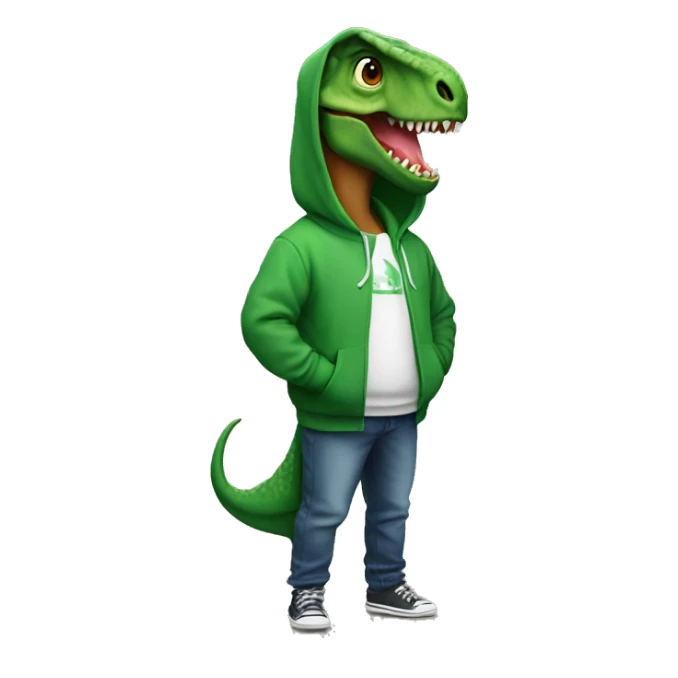 Dinosaur wearing a hoodie sticker