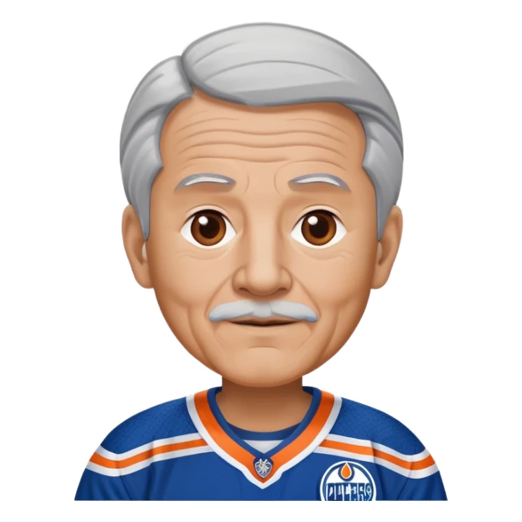 Old  man grey hair wearing oilers uniform sticker