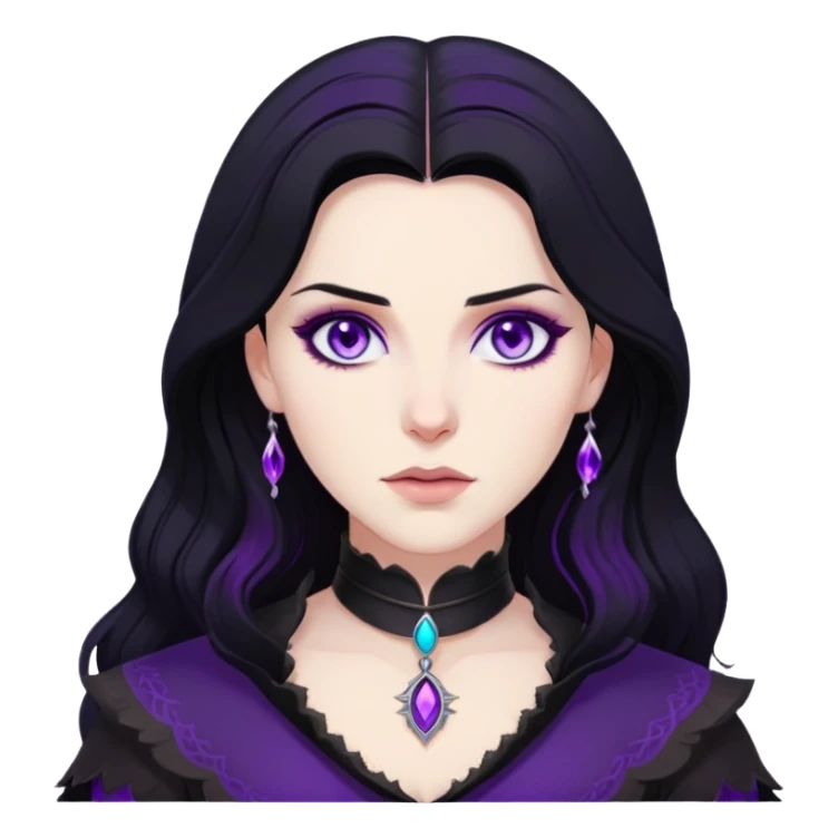 Yennefer from Witcher with black hair and purple eyes sticker